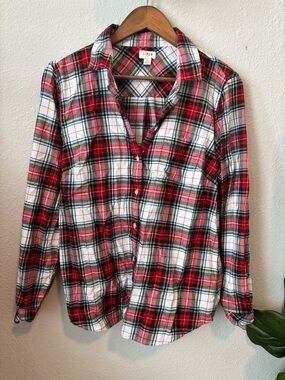 J. Crew Red White and Green Plaid Button-Down Shirt